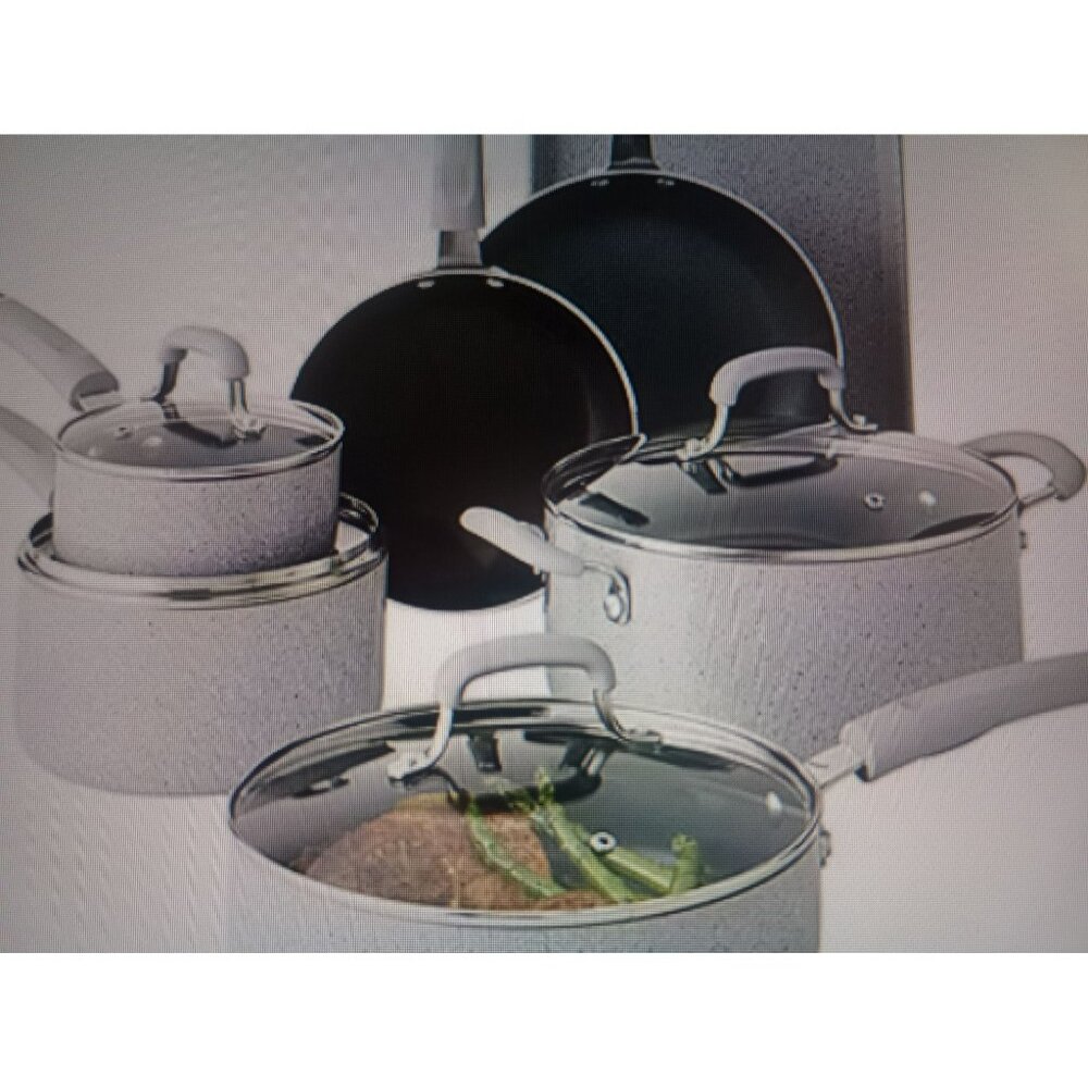 NWBCooks spatter style nonstick porcelain enamel cookware set 11 piece 3 colors
